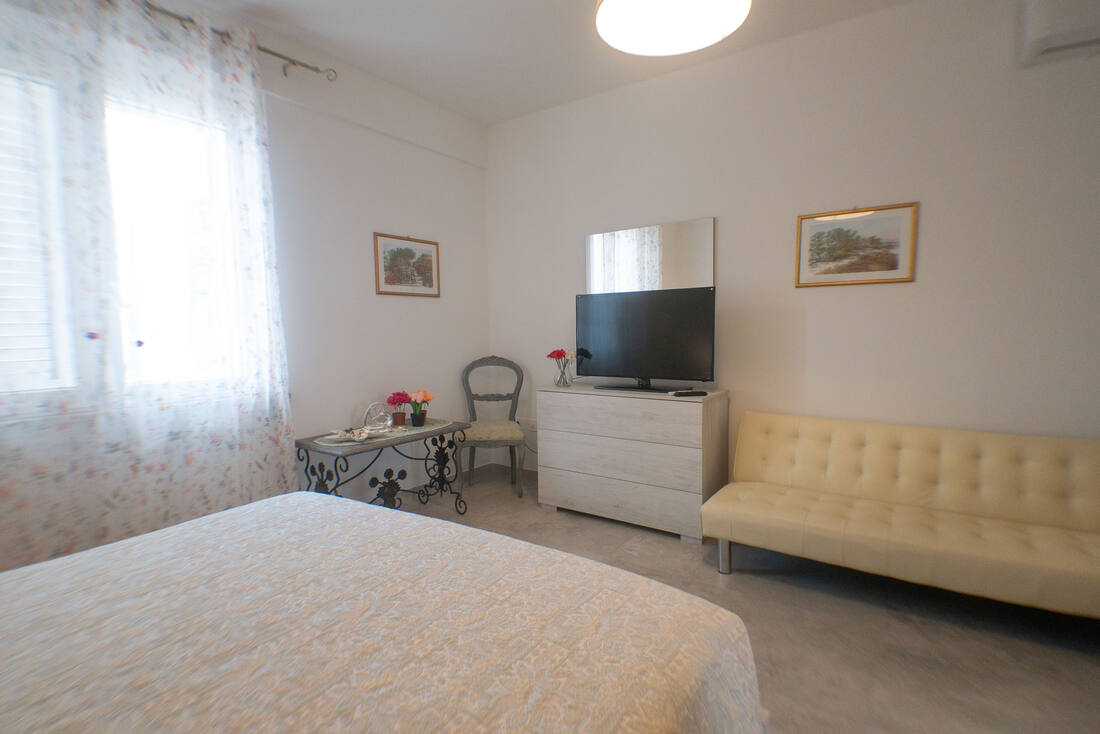 Stanza da letto con TV e divano letto singolo